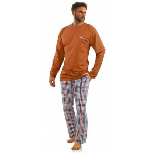 Bawełniana piżama męska z długim rękawem 2527/04 Sesto Senso - rudy brąz