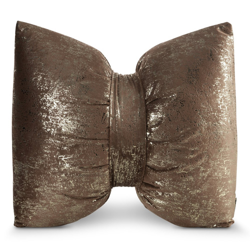 Eurofirany Kokarda 1 Poduszka świąteczna 45x55 brązowy – welwet, ozdobna kokarda