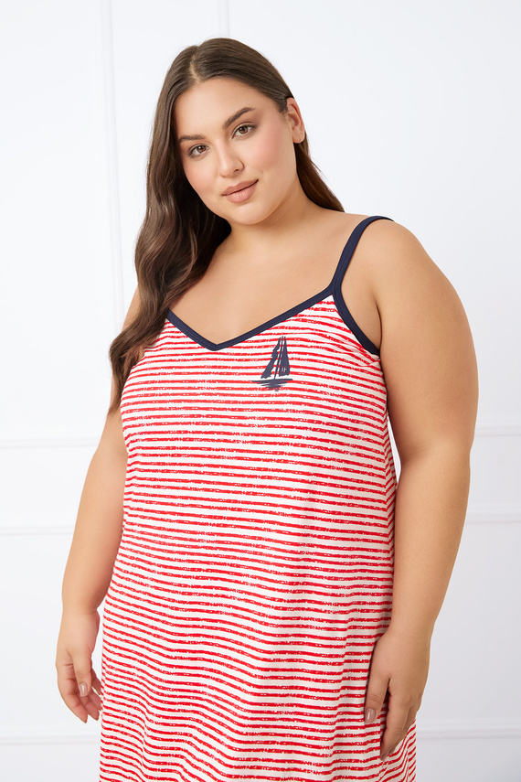 Koszula damska, wąskie ramiączko Flota Fashion - druk czerwony