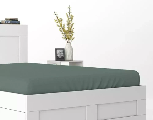 Prześcieradło satynowe z gumką jPure ednobarwne Detexpol oliwkowy