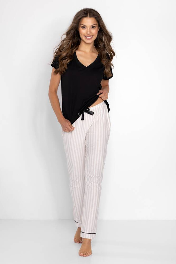 Piżama damska Rita Momenti Per Me black-beige