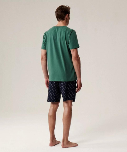 Bawełniana piżama męska NMP-395 – krótki rękaw, przewiewna, idealna na lato