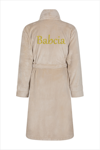 Szlafrok damski polarowy Babcia ByShelly - beżowy/złoty