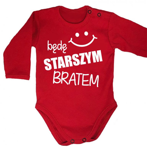 Body długi rękaw "Będę STARSZYM bratem v2" Moocha czerwony