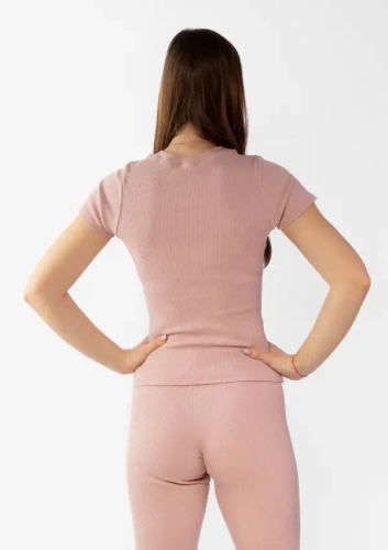 Bluzka damska prążkowana Halima Dkaren - pudrowy