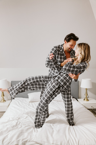 Klara – damska piżama bawełniana, długa koszula i spodnie Italian Fashion 