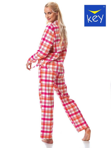 Rozpinana Piżama Damska LNS 437 Key - różowy/pomarańczowy
