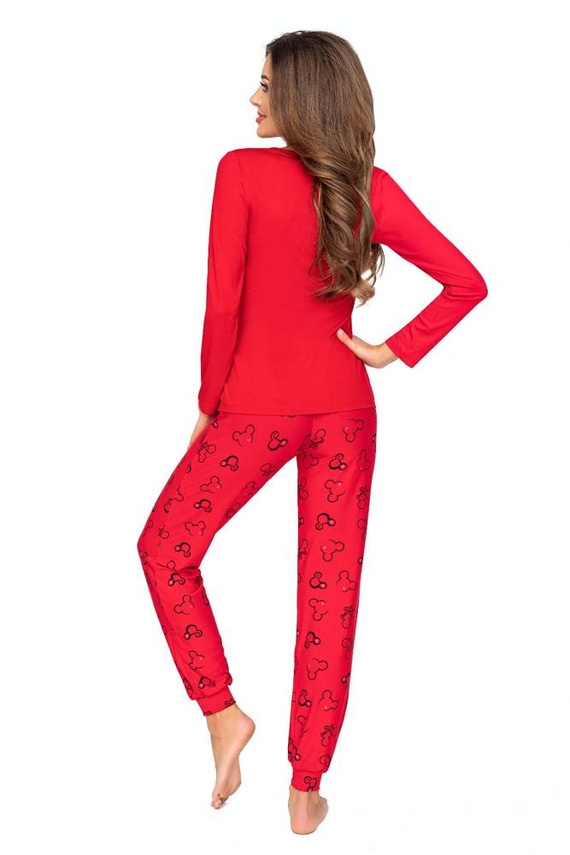Piżama Damska z długim rękawem i długimi spodniami Mika Donna -czerwony