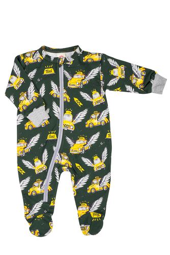 Pajacyk niemowlęcy dresowy "Taxi 2" Makoma zielony 