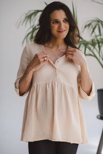 Tunika z muślinu organicznego Mother Nature Milk&Love piaskowa