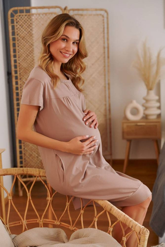 TM.4348 Koszula Nocna ciążowa i do karmienia Doctor Nap - beige