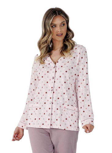 Piżama damska rozpinana 1496 Elin  Leveza  różowy