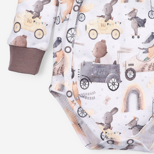 Body kopertowe z bawełny organicznej Cute Cars Nini druk