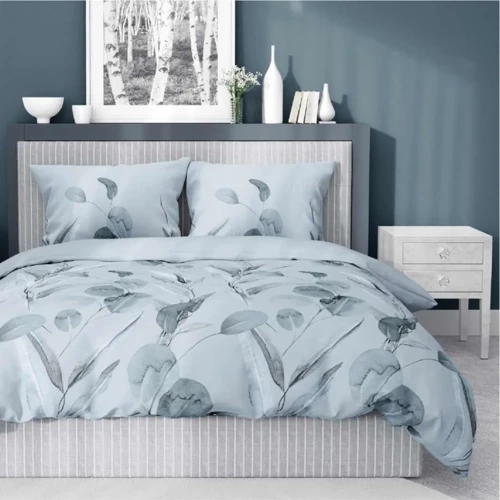 Pościel bawełniana kwiaty 4691 B Detexpol błękitny