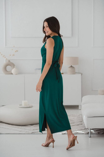 Sukienka ciążowa i do karmienia krótki rękaw Loop maxi Milk&Love butelkowa zieleń