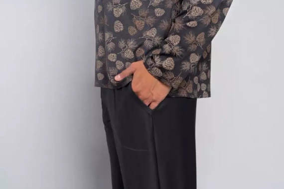 Piżama Męska z długim rękawem i spodniami Pinus Italian Fashion - druk/grafit