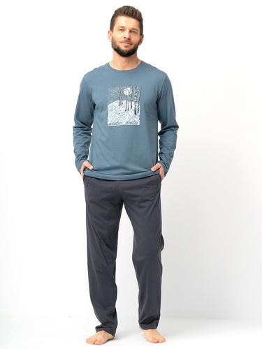 Piżama męska Key MNS 627 – bawełniana, długi rękaw, wygodna i stylowa
