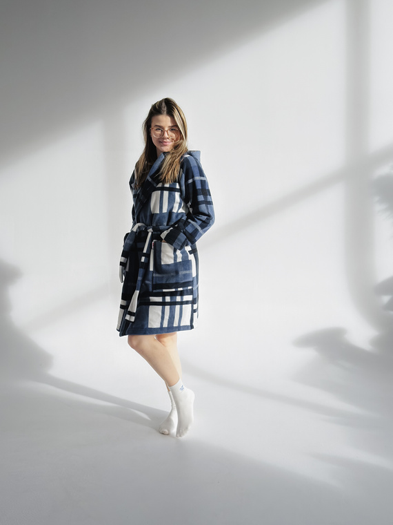 Szlafrok Kocyk 031 De Lafense – miękki polarowy szlafrok dla kobiet, które kochają przytulność, niebieski