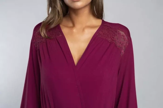 Szlafrok Italian Fashion rękaw 3/4 Samaria - wino