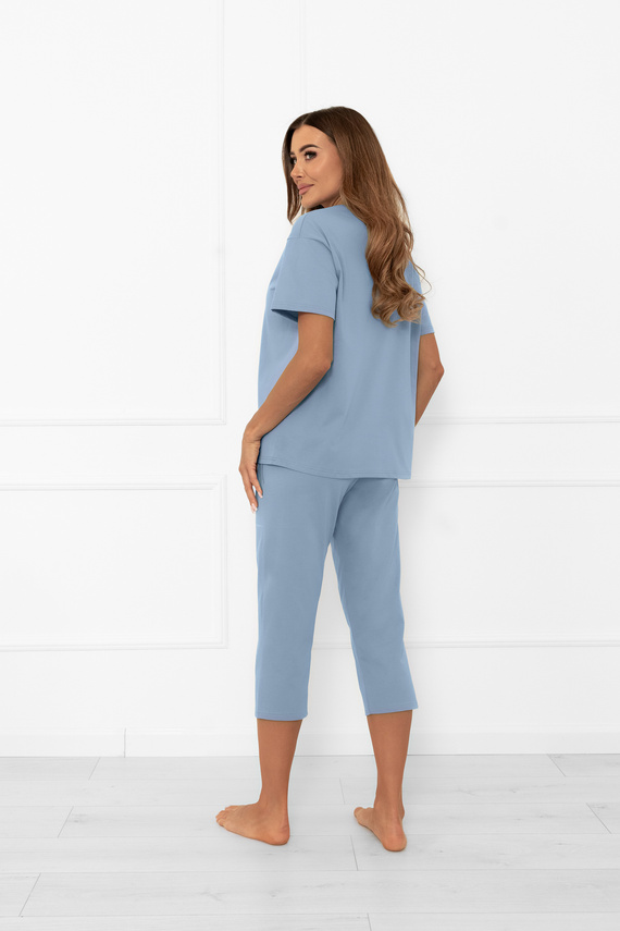 Piżama damska Ksara – naturalna bawełna krótki rękaw, 3/4 spodnie Italian Fashion - stalowy