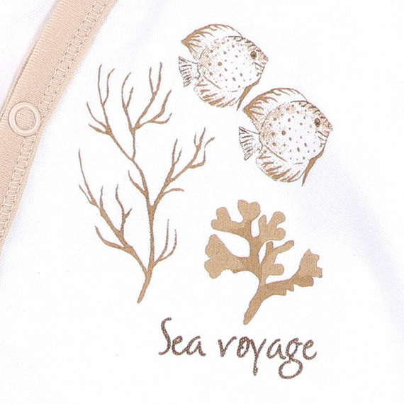 Body kopertowe z bawełny organicznej Turtles Nini ecru