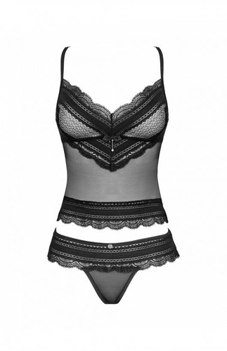 Komplet Ivannes Top & Thong Obsessive  czarny