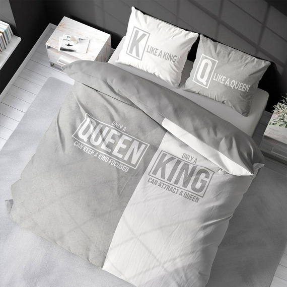 Pościel bawełniana Queen King 4100 A Holland 129 Detexpol szary/biały