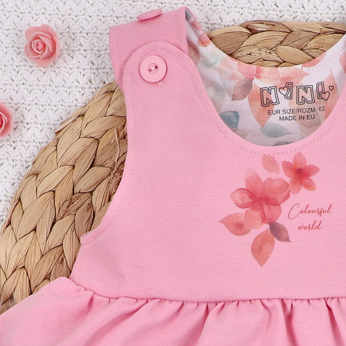 Sukienka z bawełny organicznej Kolorowe kwiatki Nini różowy 