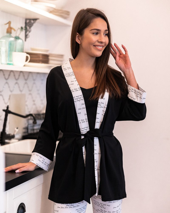 Sensis Szlafrok damski Antonella - czarny-biały