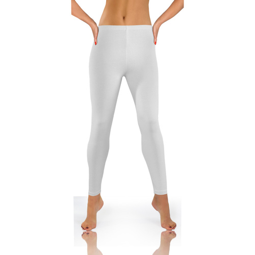 Legginsy damskie sportowe bawełniane kryjące długie Sesto Senso biały