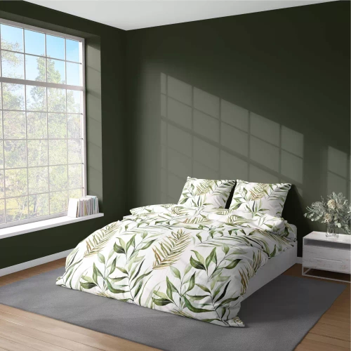 Pościel z mikrofibry liście 5030 A Detexpol pudrowy zielony 