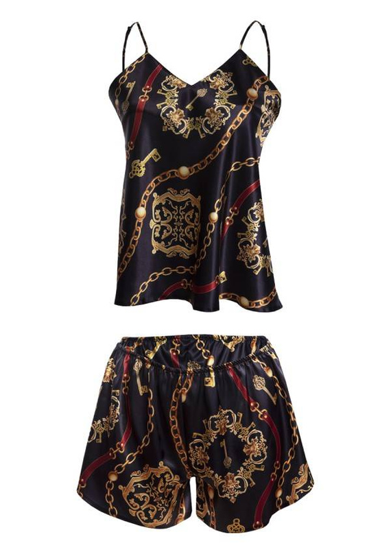 Piżama Damska Satynowa DK-KK DKaren - czarny 18