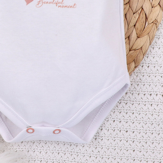 Body dla dziewczynki, krótki rękaw Kolorowe kwiatki Nini biały