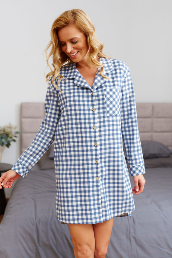 Koszula nocna damska Doctor Nap 7300 – 100% bawełna, wzór w kratę