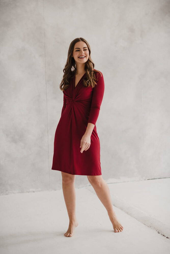 Sukienka ciążowa i do karmienia rękaw Loop 7/8 Milk&Love bordowy