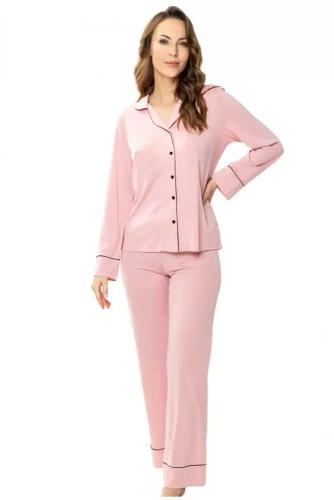 Piżama damska 86562 Elitte rozpinana Mewa ciemny różowy