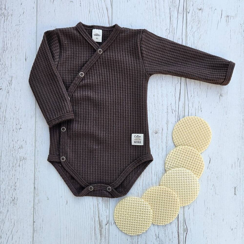 Body baby z długim rękawem  "Natural Waffel" Makoma mocha