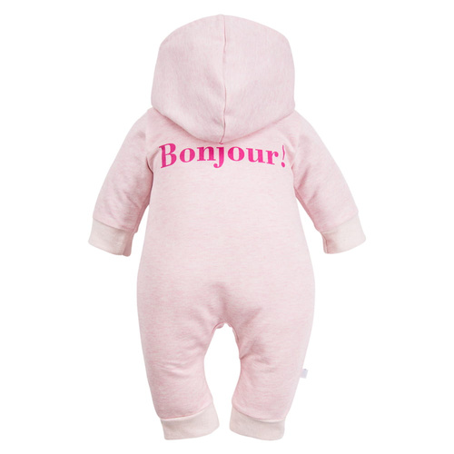 Pajac z kapturem kombinezon Bonjour Eevi - różowy