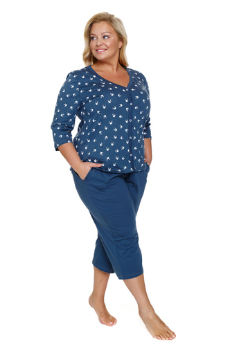 Piżama Damska Plus Size rozpinana 7265 Doctor Nap - deep blue