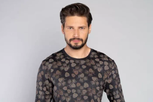 Piżama Męska z długim rękawem i spodniami Pinus Italian Fashion - druk/grafit