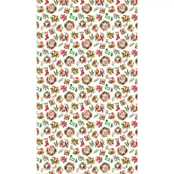 Czerwony obrus świąteczny C03 Markizeta – wodoodporny z wykończeniem chmurka