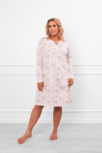 Damska koszula nocna Satui – 100% bawełna, długi rękaw, motyw kwiatowy Italian Fashion