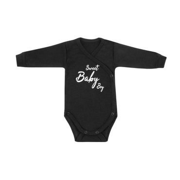 "Black & White - boy" Body rozpinane z długim rękawem Terjan - czarny