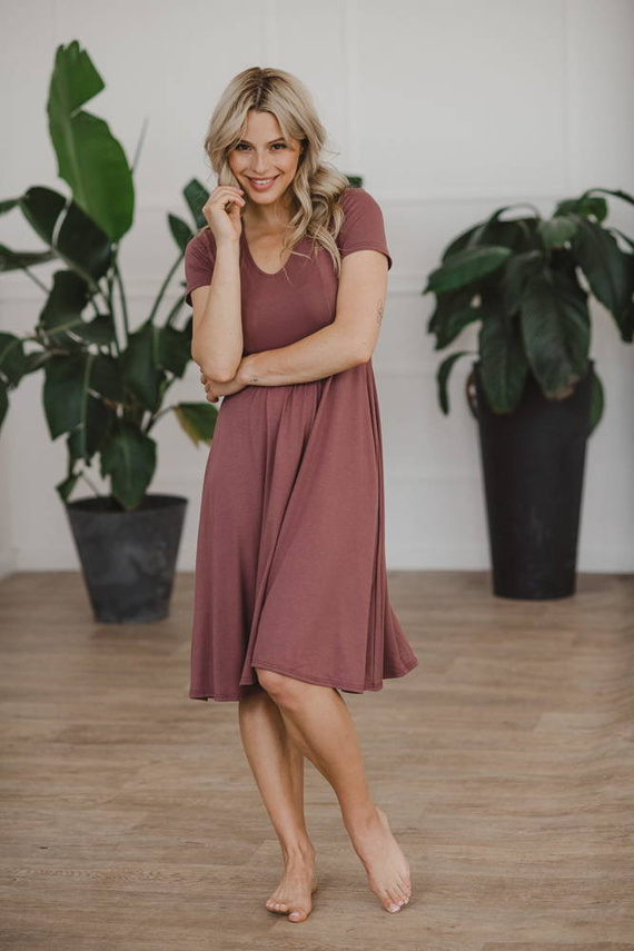 Sukienka ciążowa i do karmienia Mommy Chic Milk&Love rose brown