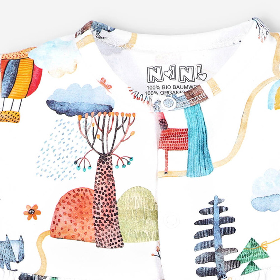 Sukienka z bawełny organicznej Kolorowy Las Nini druk