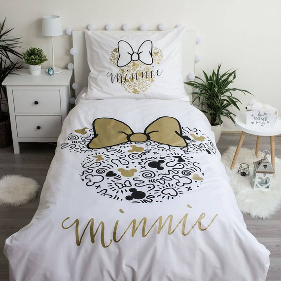 Pościel bawełniana 8339 Minnie Gold Mini Myszka Jerry Fabrics