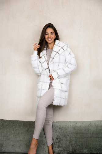 Kardigan Szlafrok Delphine Sensis - biały-kratka