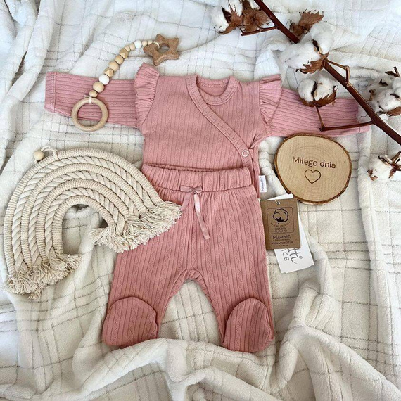 Body kopertowe z długim rękawem BDAG006 EkoBaby Mamatti - różowy