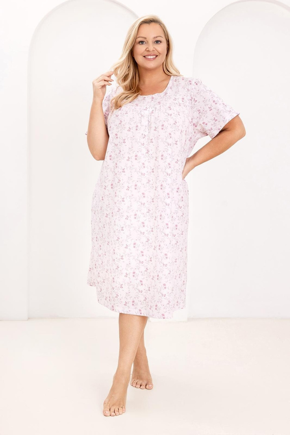 Bawełniana Koszula Nocna Damska Regina 018 – Naturalny Komfort Snu, Guziki i Lekki Krój Idealny na Każdą Noc