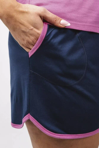 Piżama Damska krótki rękaw, spodenki Ontega Italian Fashion - amarantowy/granatowy